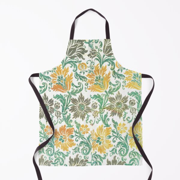 Aperçu de l'œuvre Chenille Floral Vintage Jaune et Sarcelle créée et vendue par hellcom.