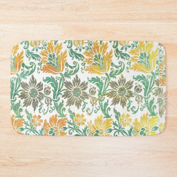 Aperçu de l'œuvre Chenille Floral Vintage Jaune et Sarcelle créée et vendue par hellcom.