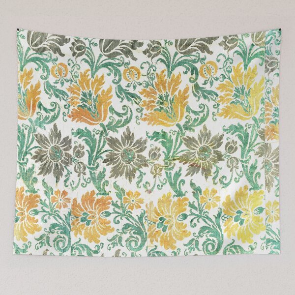 Aperçu de l'œuvre Chenille Floral Vintage Jaune et Sarcelle créée et vendue par hellcom.