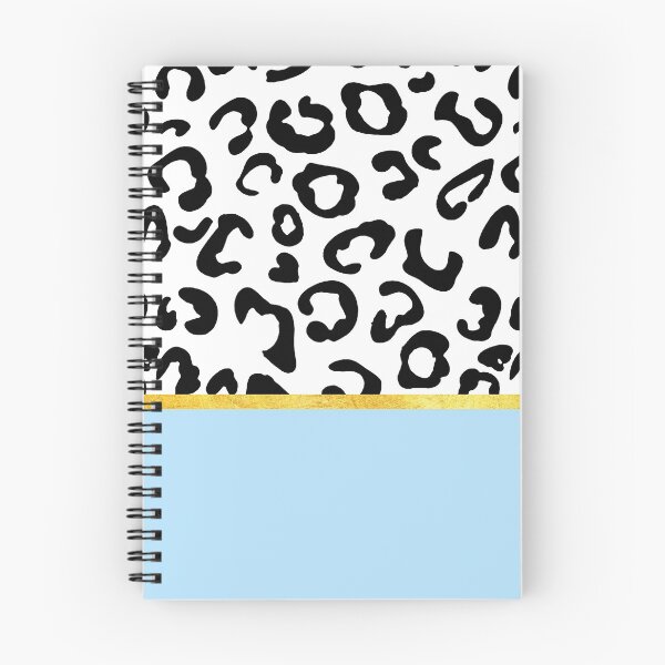 Item preview, Black and white leopard print on light blue, golden lining designed and sold by ColorsHappiness.