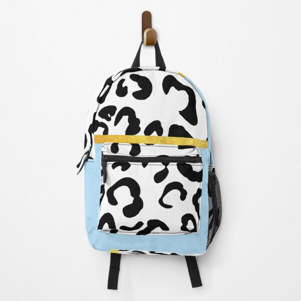 Item preview, Black and white leopard print on light blue, golden lining designed and sold by ColorsHappiness.