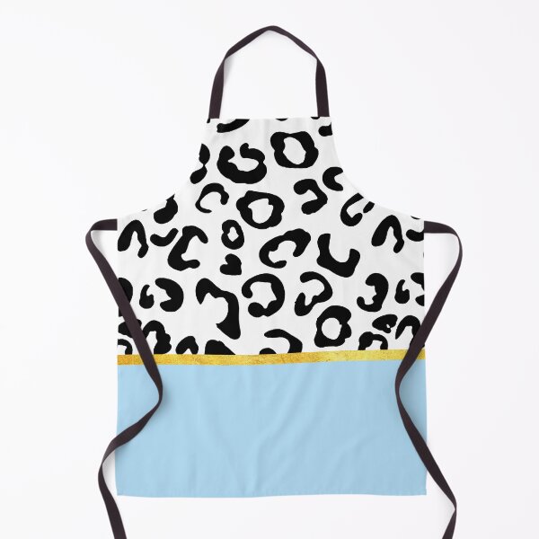 Item preview, Black and white leopard print on light blue, golden lining designed and sold by ColorsHappiness.