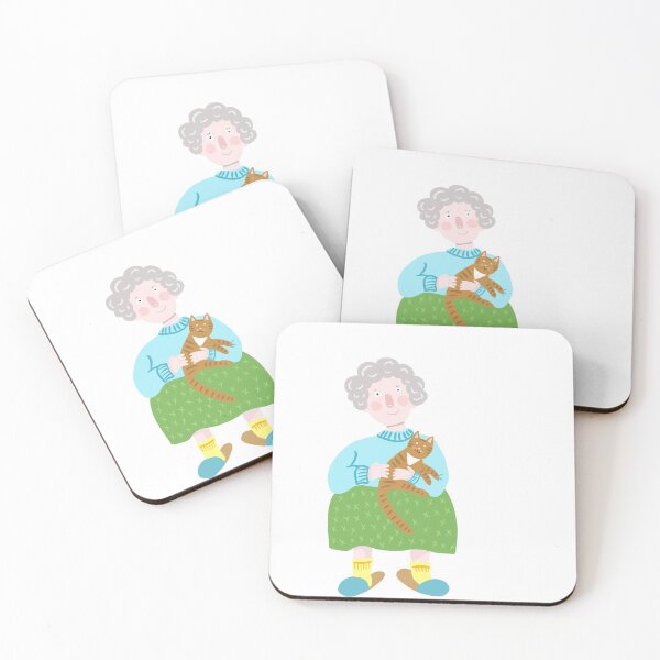 Artikelvorschau, Cute grandmother and her cat. Vivid digital illustration. entworfen und verkauft von Yovin11.
