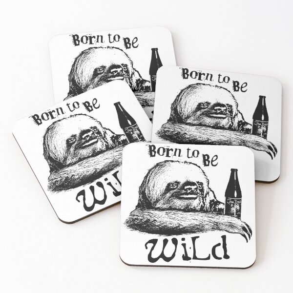 Item preview, Sloth with Beer Born to be Wild designed and sold by BourbonMania.