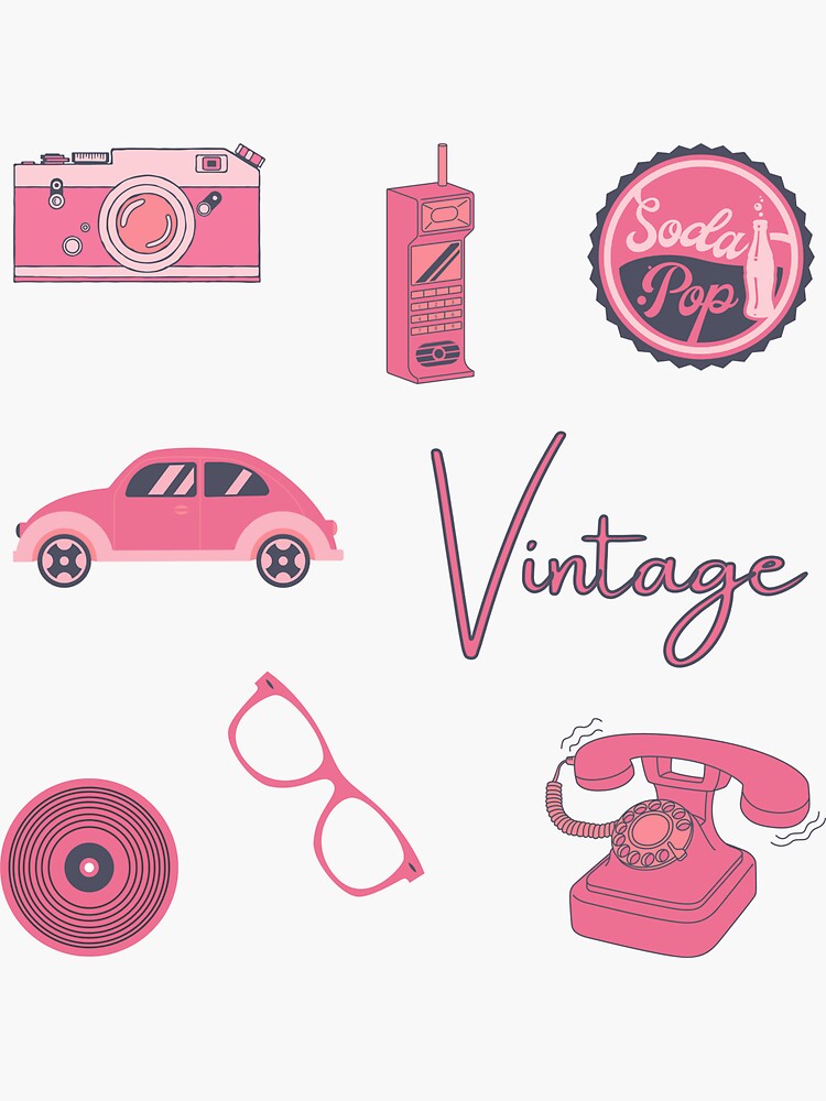 Sticker for Sale avec l'œuvre « Pink Aesthetic - Pack d'autocollants  vintage » de l'artiste m95sim