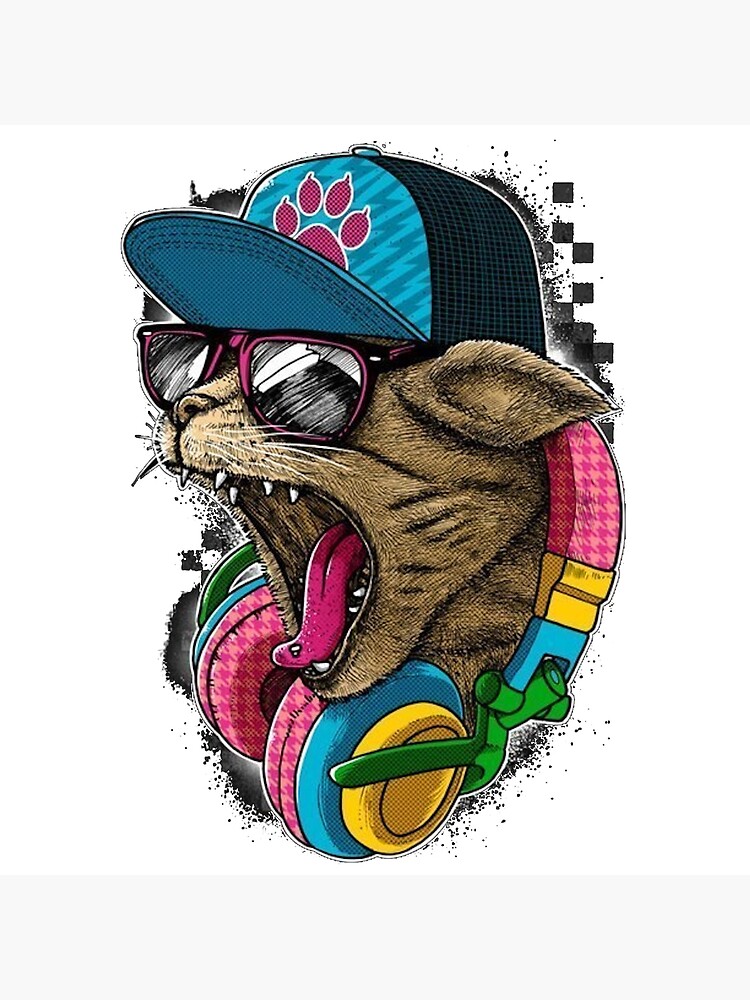 DJ Cat (Black) | Art Board Print