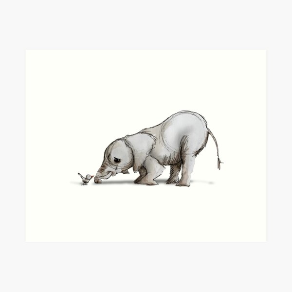 Elephant and Bird - Friends Come In All Sizes Art Print