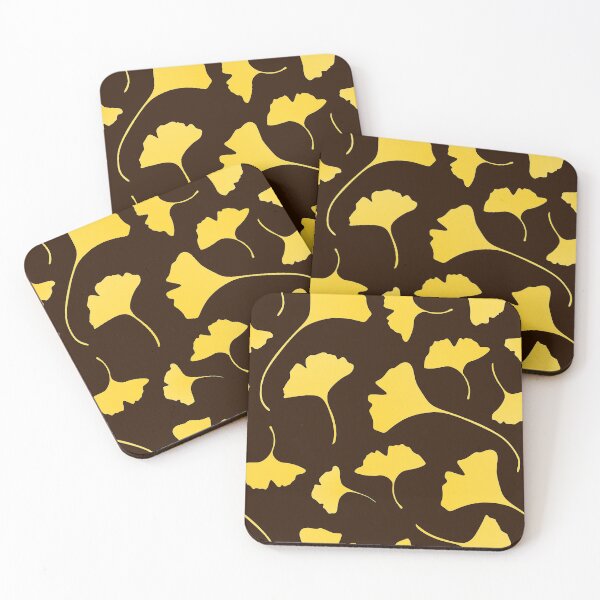Item preview, Yellow Ginkgo Leaves  Decorative pattern on brown designed and sold by nutmegfairy.