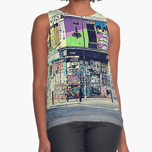 Street Art Shithouse to Penthouse Building in London Graffiti Sleeveless Top