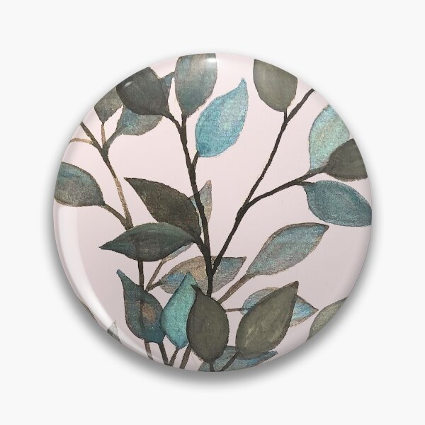 Item preview, Leaves branches watercolor painting blue pink designed and sold by GittaG74.
