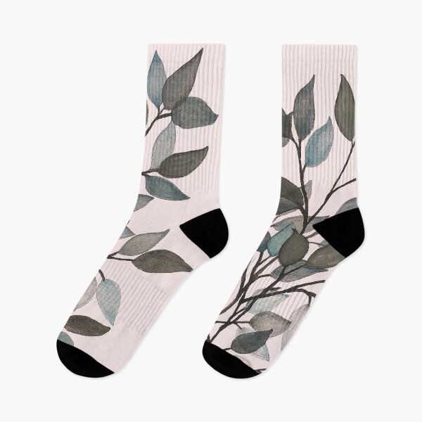 Item preview, Leaves branches watercolor painting blue pink designed and sold by GittaG74.