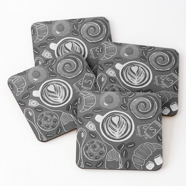 Item preview, Black and White Cappuccino Coffee Shop Print designed and sold by Amelia Dean.