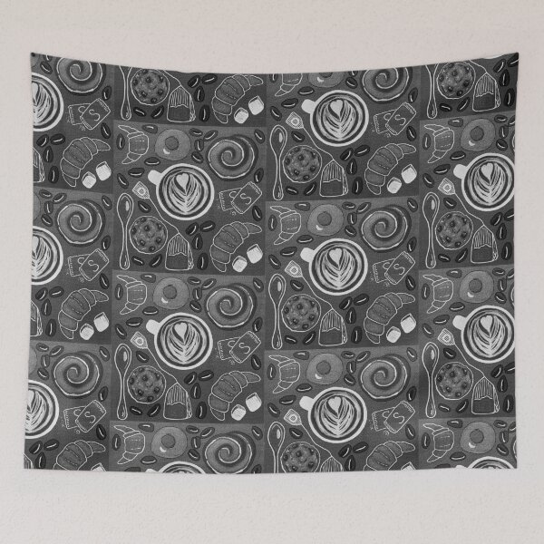 Item preview, Black and White Cappuccino Coffee Shop Print designed and sold by Amelia Dean.