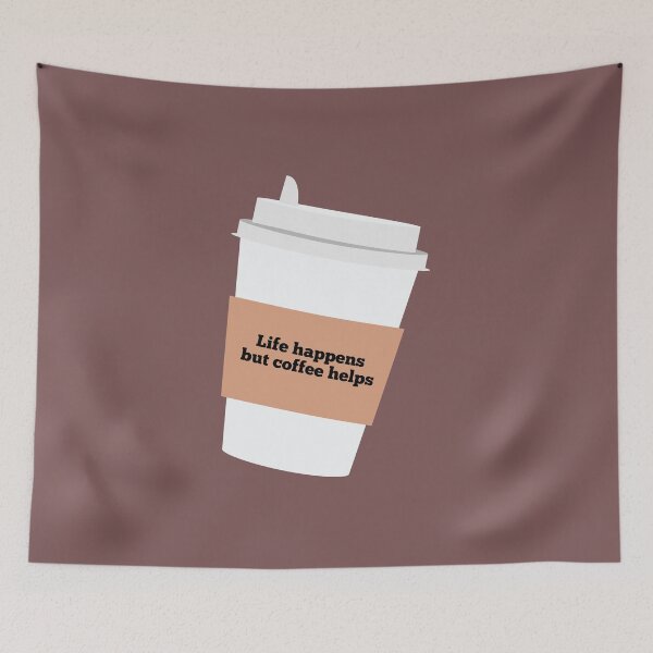 Item preview, Life Happens but Coffee Helps designed and sold by flying-flamingo.