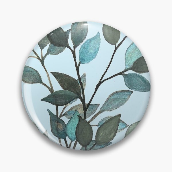 Item preview, Leaves branches watercolor painting light blue designed and sold by GittaG74.