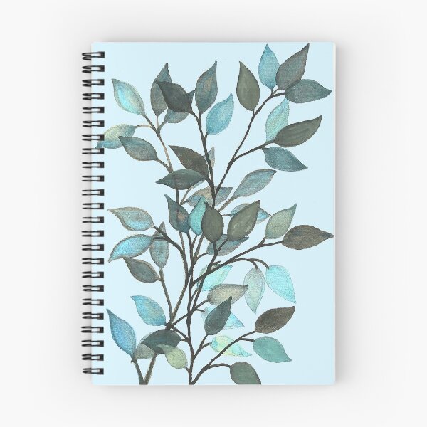 Item preview, Leaves branches watercolor painting light blue designed and sold by GittaG74.
