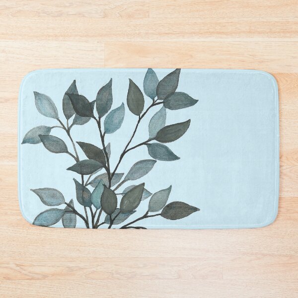 Item preview, Leaves branches watercolor painting light blue designed and sold by GittaG74.