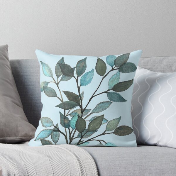 Item preview, Leaves branches watercolor painting light blue designed and sold by GittaG74.