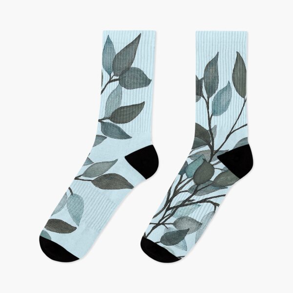 Item preview, Leaves branches watercolor painting light blue designed and sold by GittaG74.
