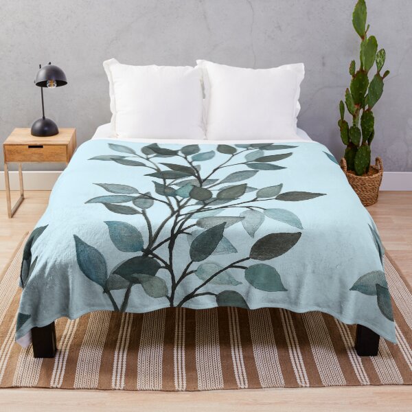 Item preview, Leaves branches watercolor painting light blue designed and sold by GittaG74.