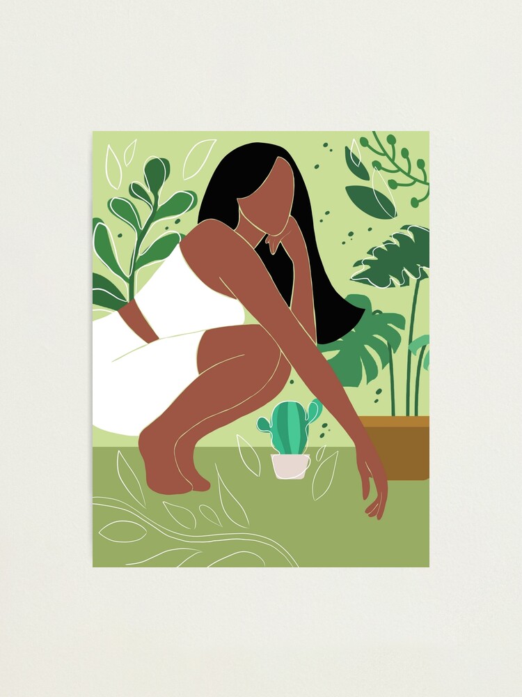 Plant Mom, Black Woman, Monstera, Abstract, UNFRAMED, Minimalist