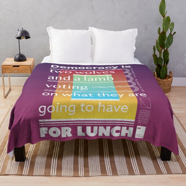 Item preview, Democracy is two wolves and a lamb voting on what they are going to have for lunch designed and sold by quotesonposters.