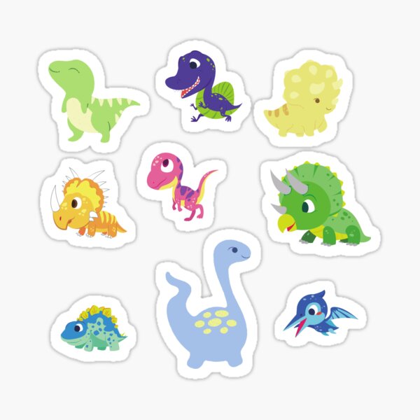 "Cute baby dinosaur design collection sticker" Sticker for Sale by