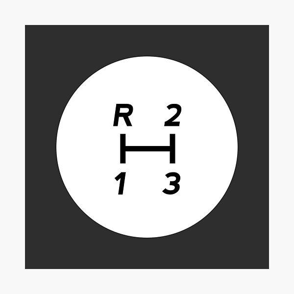 "3Speed Manual Transmission Shift Pattern (White)" Photographic Print