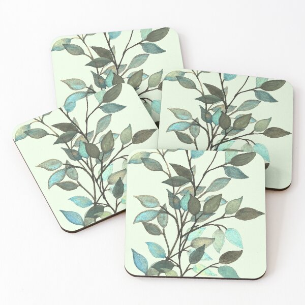 Item preview, Leaves branches watercolor painting light green  designed and sold by GittaG74.