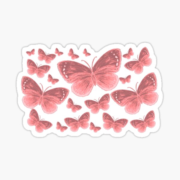 Moth Wing, Butterflies Flying, FAIRY WINGS Dark Pink Sticker