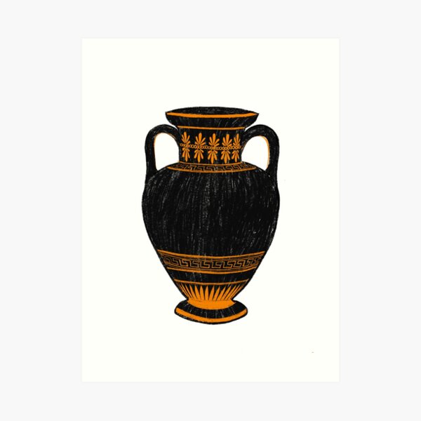 "Ancient Greek Vase Black and Orange" Art Print for Sale by