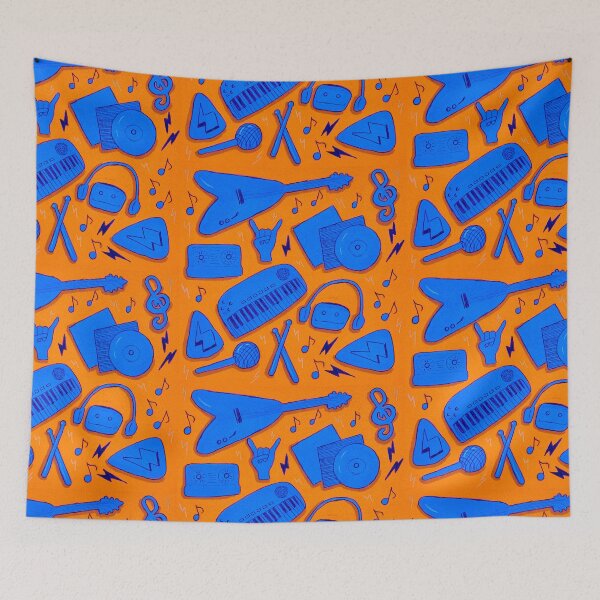 Item preview, Orange and Blue Neon Punk Rock Print designed and sold by Amelia Dean.