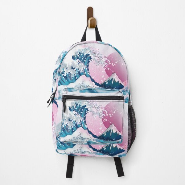 Item preview, The Great Wave off Kanagawa with a pink sunrise designed and sold by CuisineCat.