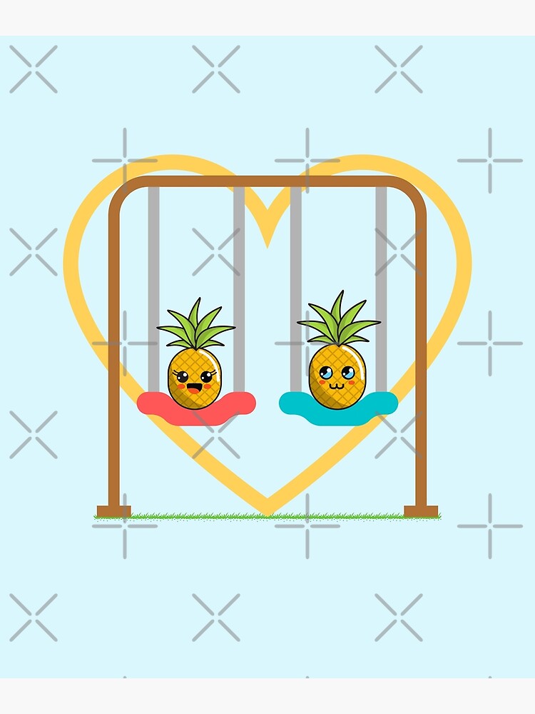 "Cute Swinging Pineapple Couple" Art Print for Sale by MixedBagMerch