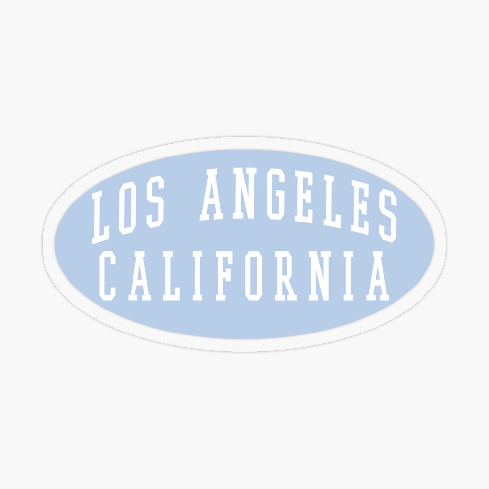 Los Angeles California Black Outline White Varsity Lettering Oval | Sticker