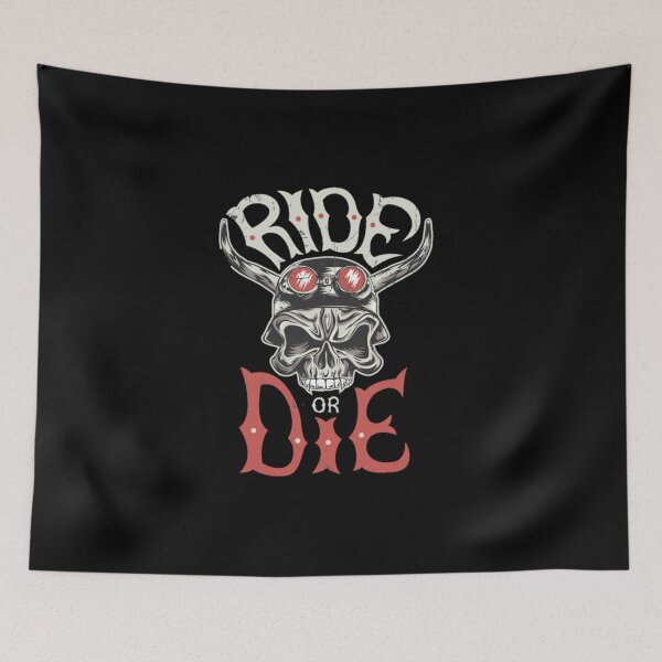Item preview, Ride or die label design with hand drawn angry skull in motorcycle helmet illustration designed and sold by fariz yuhdi.