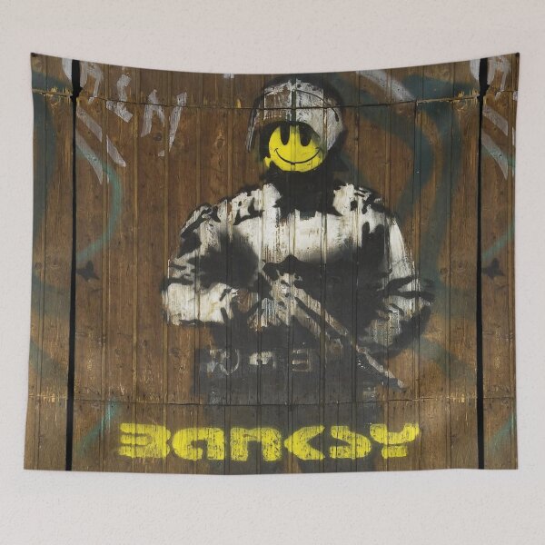 Item preview, Banksy Smiling Policeman Wooden Wall designed and sold by WE-ARE-BANKSY.