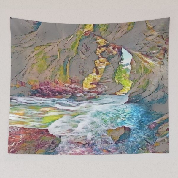 Item preview, Waterfall Cave — Tranquil Water Landscape designed and sold by Galathi Designs.