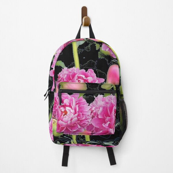 Item preview, FUCHSIA PEONIES IN BLACK CONTEMPORARY GARDEN ART designed and sold by sharlesart.