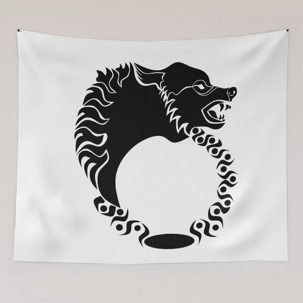 Item preview, Tribal Black Wolf Head Silhouette Laurel designed and sold by grounds.
