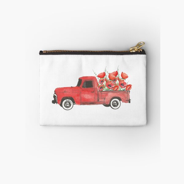 Artikelvorschau, Roter Weinlese-Pick-up-LKW mit Blumen entworfen und verkauft von IllusionFuzion.