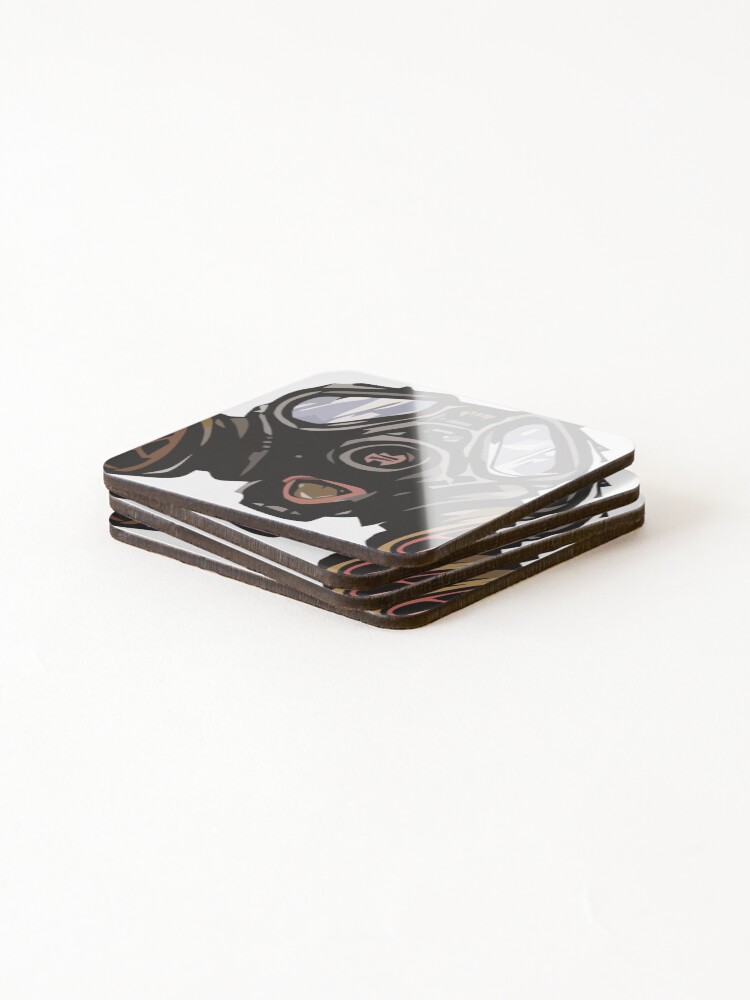 Thumbnail 4 of 5, Coasters (Set of 4), Gas Mask designed and sold by InkPotGraphics.