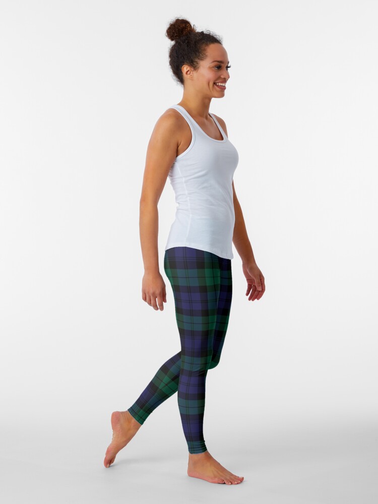 Plaid Yoga Leggings for Women Womens High Waist Yoga Pants W/ All Over  Print Green and Blue Plaid Fabric Pattern Print Perfect for Running 