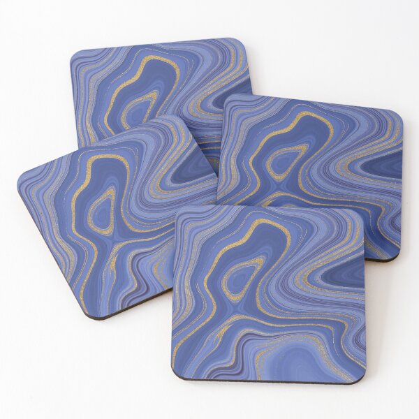 Item preview, Marble Swirls of Blue and Gold Glitter Abstract Pattern designed and sold by Alicia Chee.