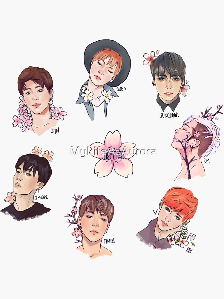 BTS sticker cartoon waterproof bts, jungkook, j hope, v, jimin, jin, rap monster RM, taehyung