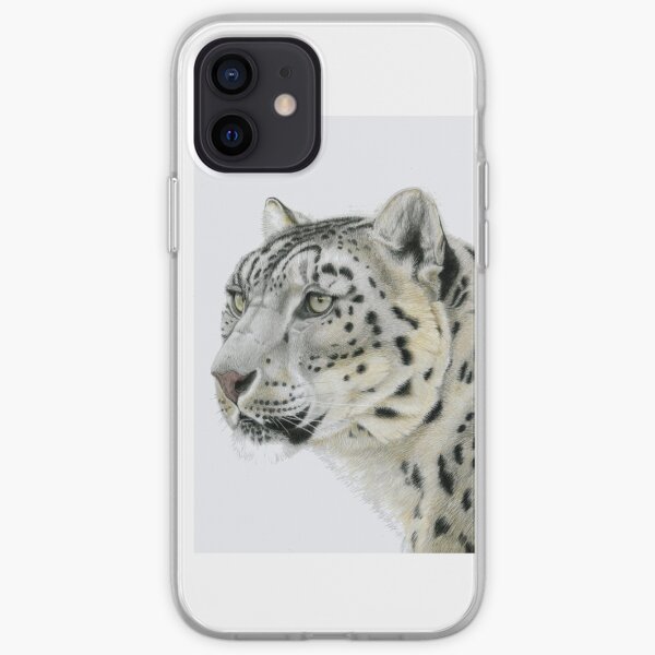 Snow Leopard Portrait (left) iPhone Soft Case