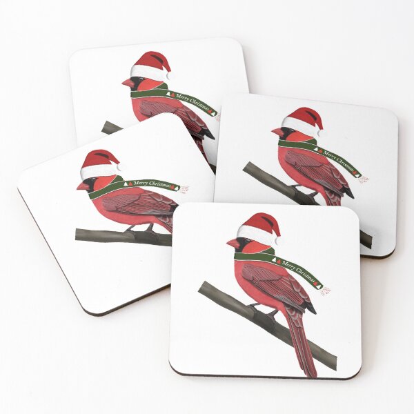 Item preview, Cardinal Red Bird with Scarf and Santa Hat Garden Bird. Cute Christmas Illustration designed and sold by jz-birds.