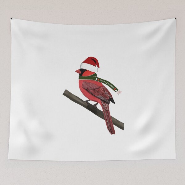 Item preview, Cardinal Red Bird with Scarf and Santa Hat Garden Bird. Cute Christmas Illustration designed and sold by jz-birds.
