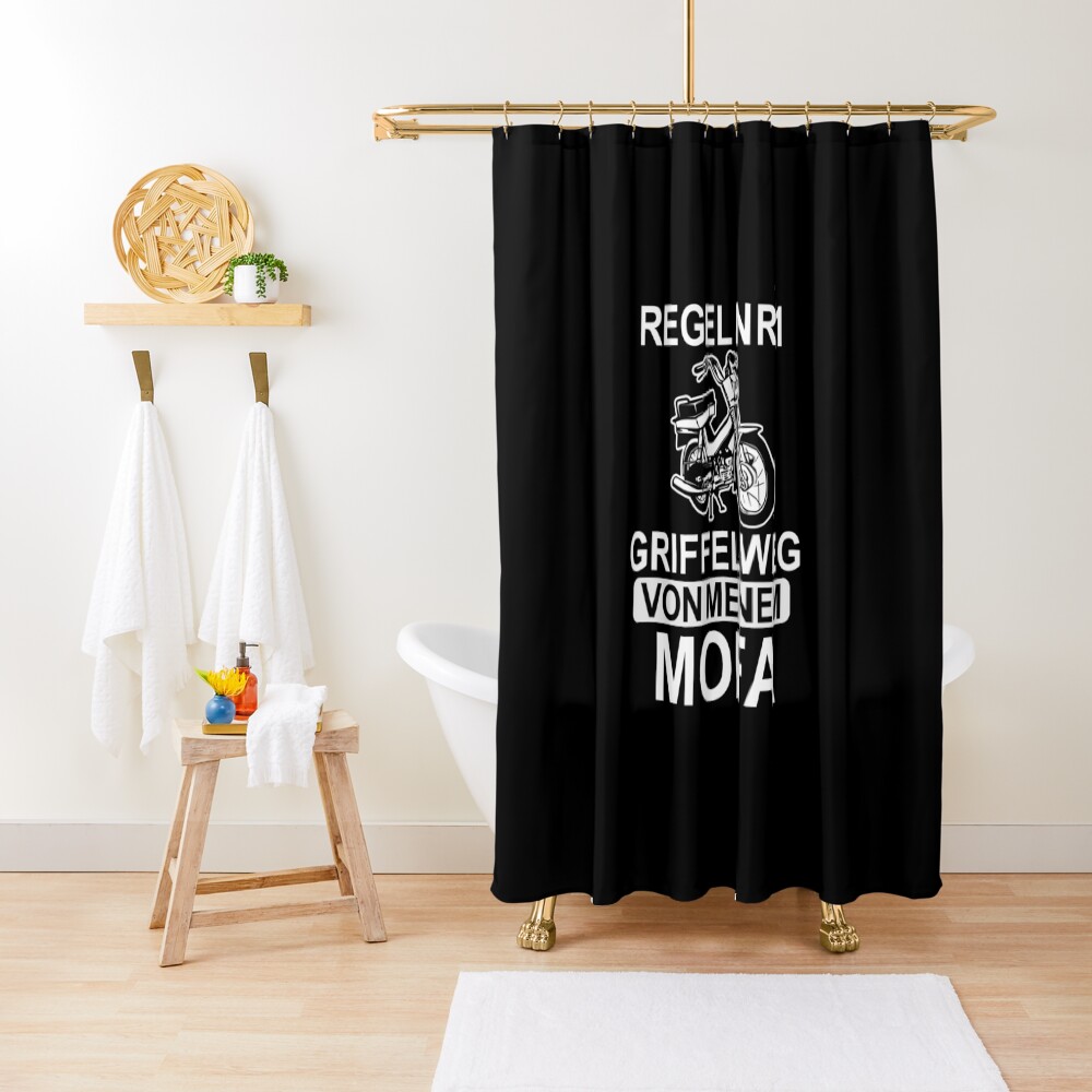 "Lustiger Mofa Spruch für Moped fahrer" Duschvorhang von dejoo | Redbubble