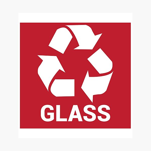 "wheelie bin ! recycle bins ! GLASS ! GLASSES TRASH" Photographic Print